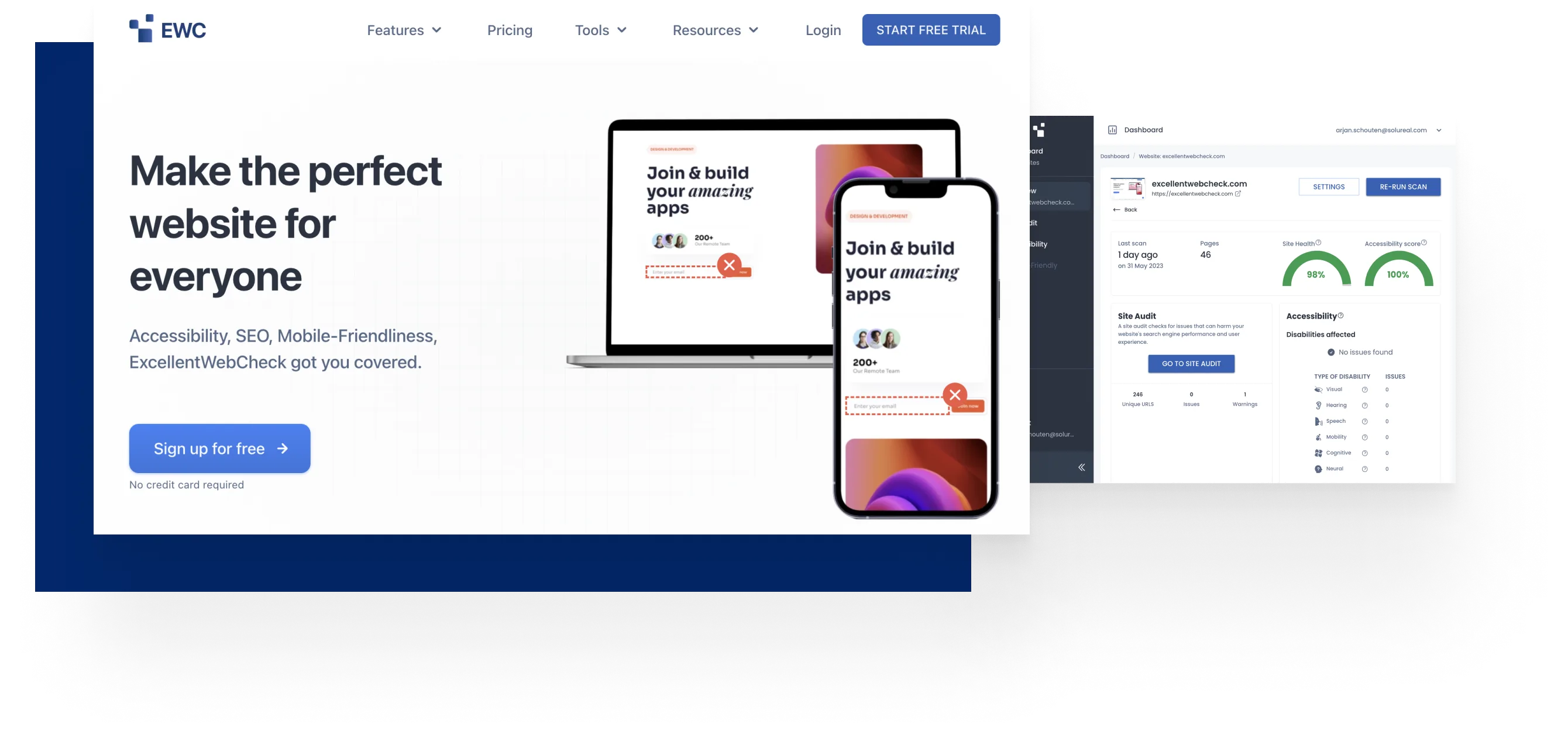 Screenshots of ExcellentWebCheck website